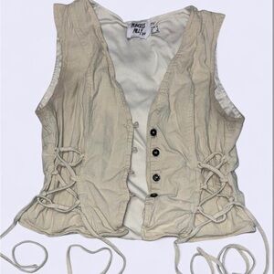 Princess Polly Cream Lace-Up Blouse
